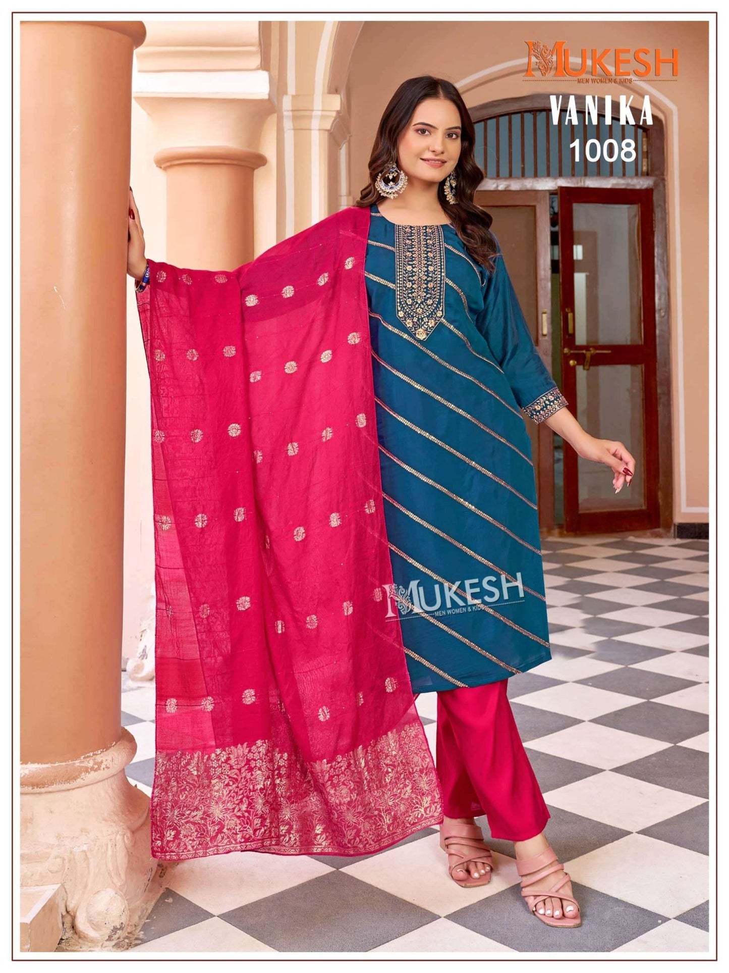 MUKESH VANIKA Roman Silk Embroidered Punjabi Suit Set - Amrah Wholesale