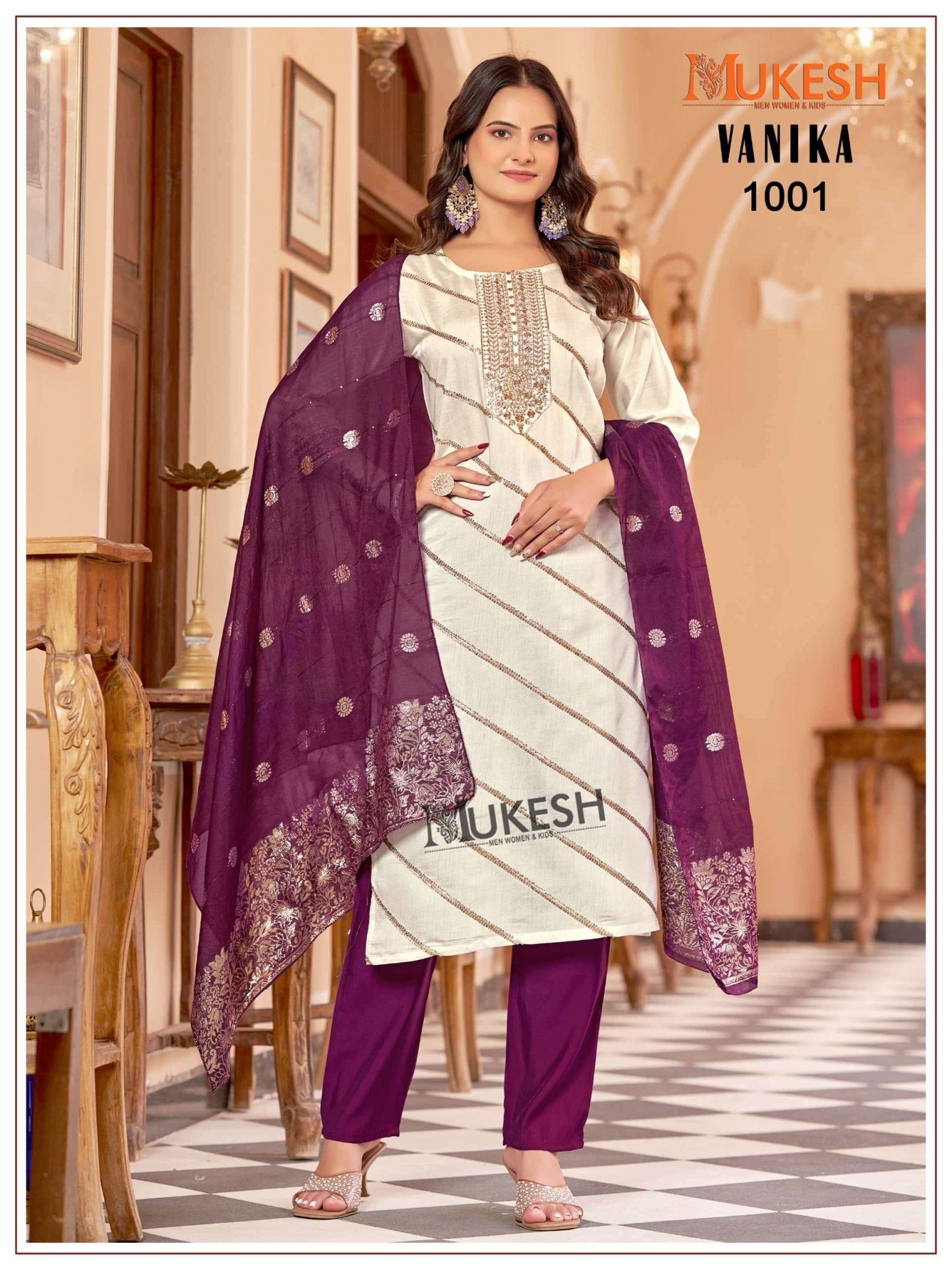 MUKESH VANIKA Roman Silk Embroidered Punjabi Suit Set - Amrah Wholesale