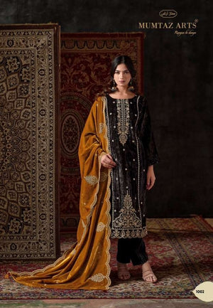 Mumtaz Art Malika-E-Noor Crush Velvet Embroidered Dress Material