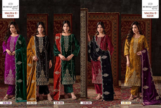 Mumtaz Art Malika-E-Noor Crush Velvet Embroidered Dress Material