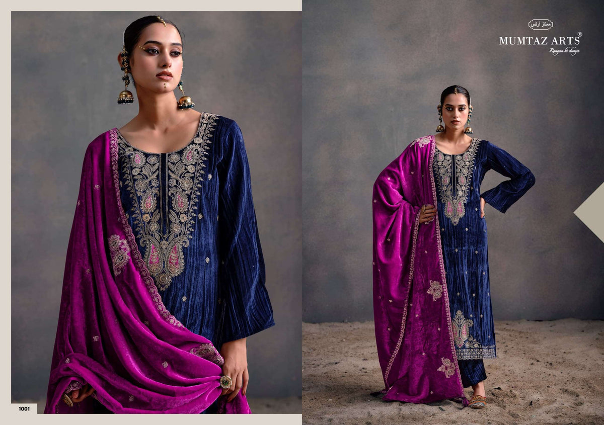 Mumtaz Art Rangreza Crush Velvet Dress Material