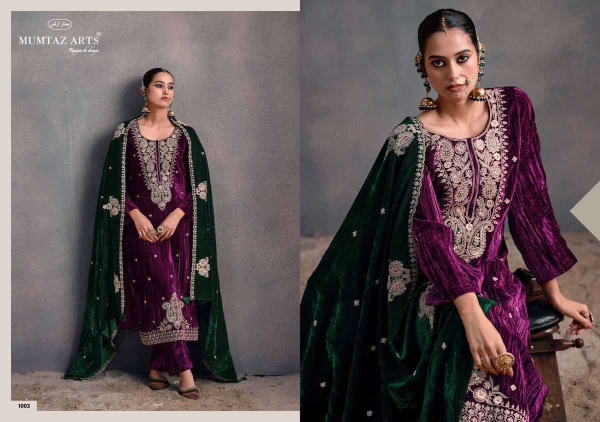 Mumtaz Art Rangreza Crush Velvet Dress Material