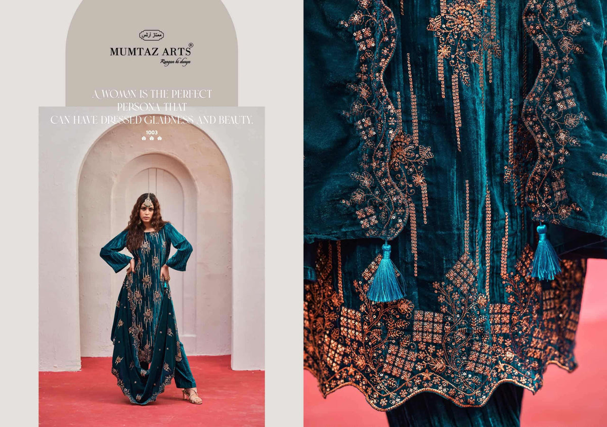 Mumtaz Arts Maahi Crush Velvet Dress Material
