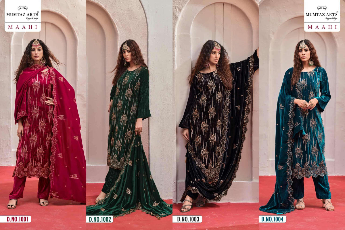 Mumtaz Arts Maahi Crush Velvet Dress Material