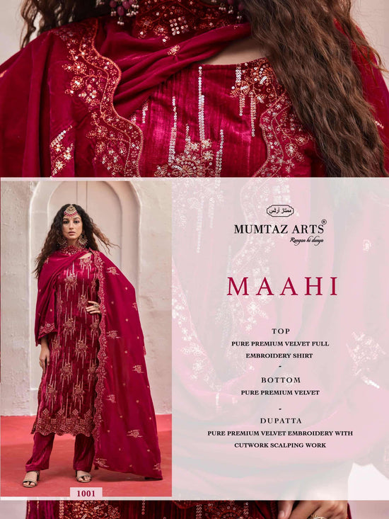 Mumtaz Arts Maahi Crush Velvet Dress Material
