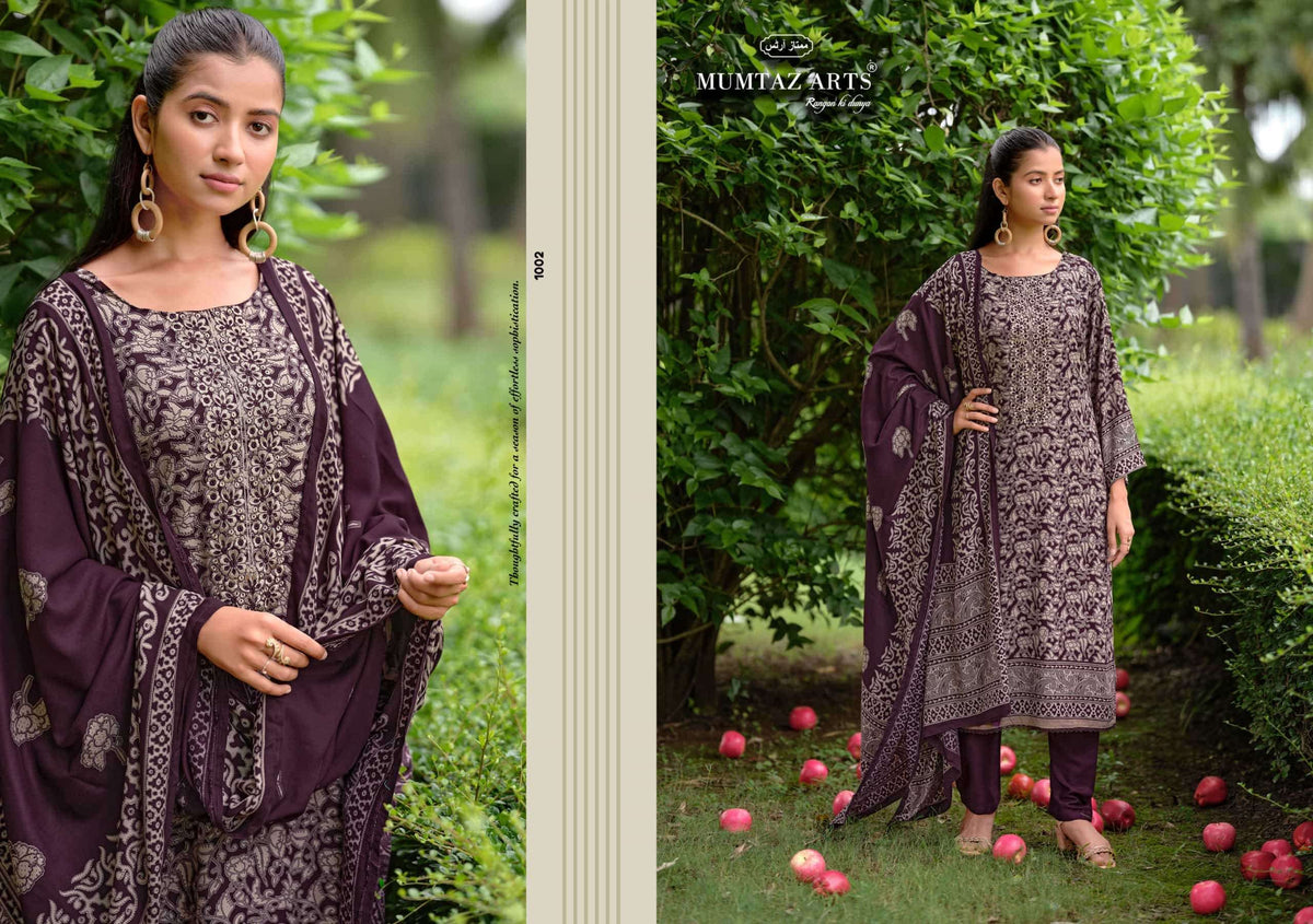 Mumtaz Arts Rosewood Viscose Pashmina Unstitched Dress Material