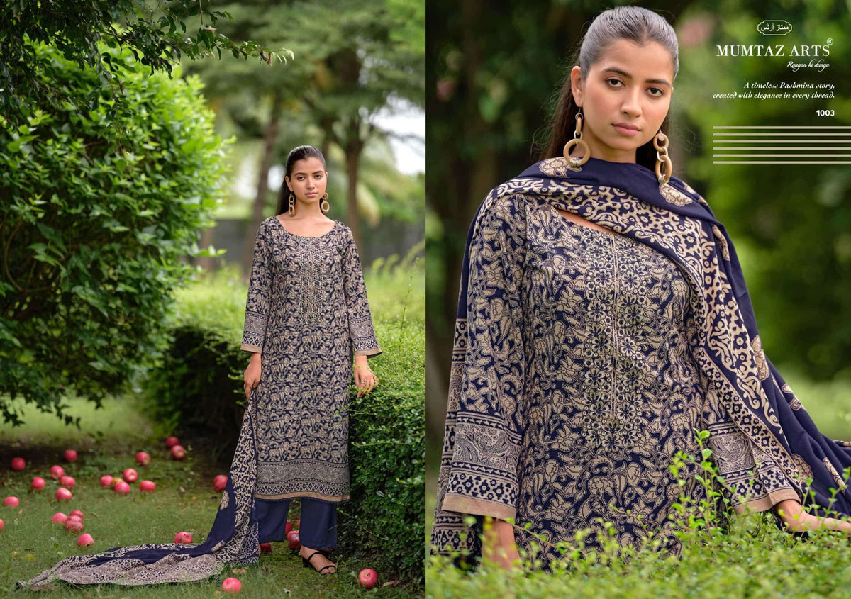 Mumtaz Arts Rosewood Viscose Pashmina Unstitched Dress Material