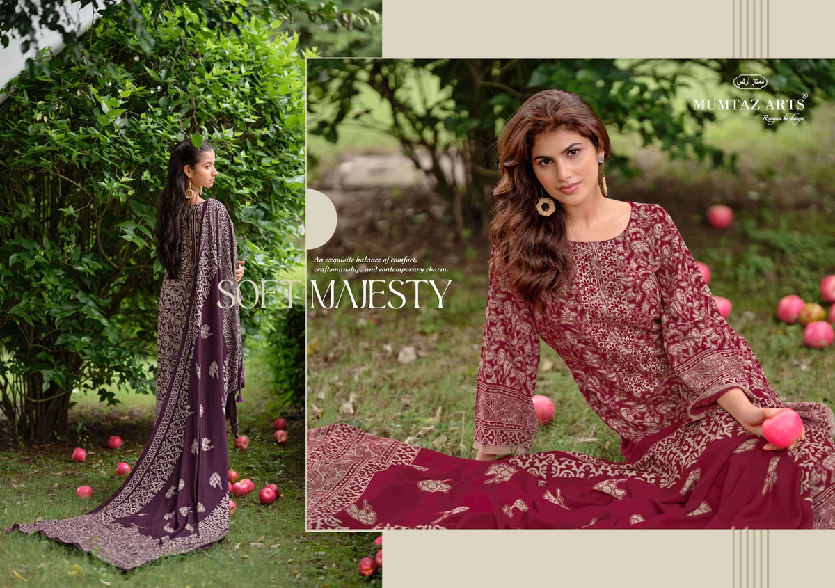 Mumtaz Arts Rosewood Viscose Pashmina Unstitched Dress Material