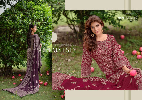 Mumtaz Arts Rosewood Viscose Pashmina Unstitched Dress Material