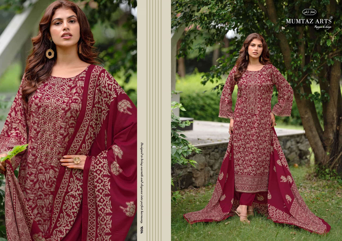 Mumtaz Arts Rosewood Viscose Pashmina Unstitched Dress Material