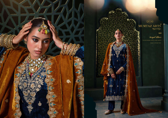Mumtaz Arts Rukhsar Crush Velvet Embroidered Salwar Suit