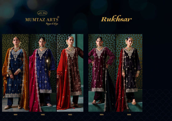 Mumtaz Arts Rukhsar Crush Velvet Embroidered Salwar Suit