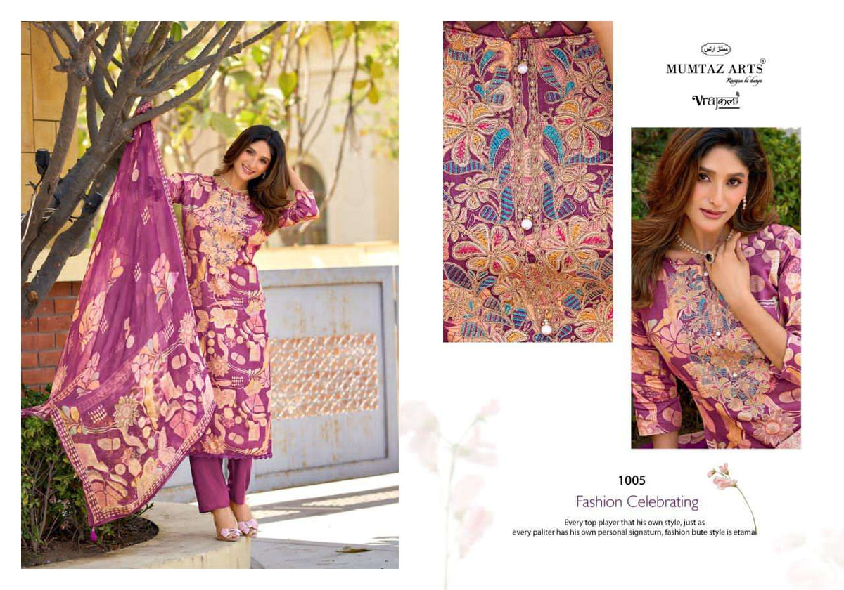 Mumtaz Arts Shanaya Silk Jam Satin Embroidered Dress Material