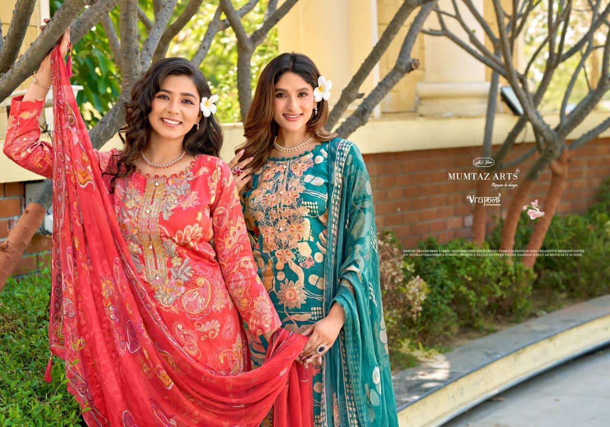 Mumtaz Arts Shanaya Silk Jam Satin Embroidered Dress Material