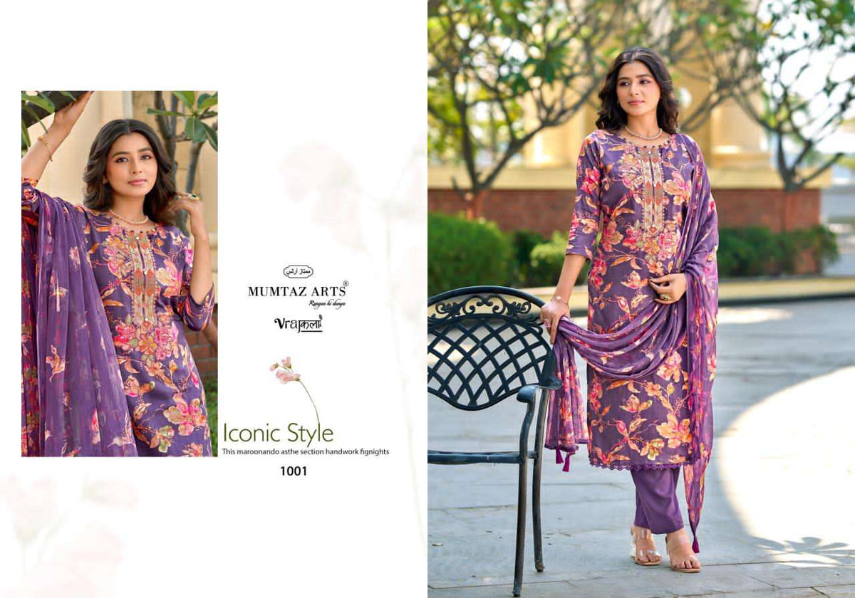 Mumtaz Arts Shanaya Silk Jam Satin Embroidered Dress Material
