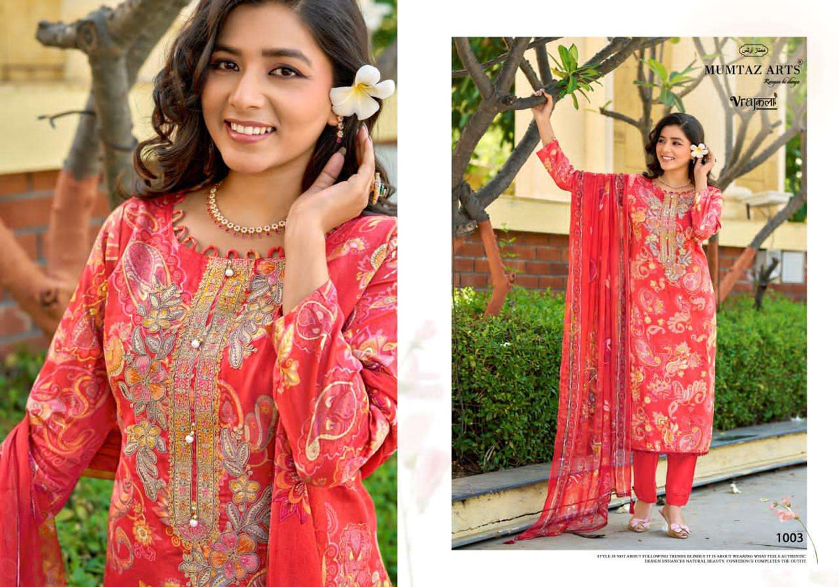 Mumtaz Arts Shanaya Silk Jam Satin Embroidered Dress Material
