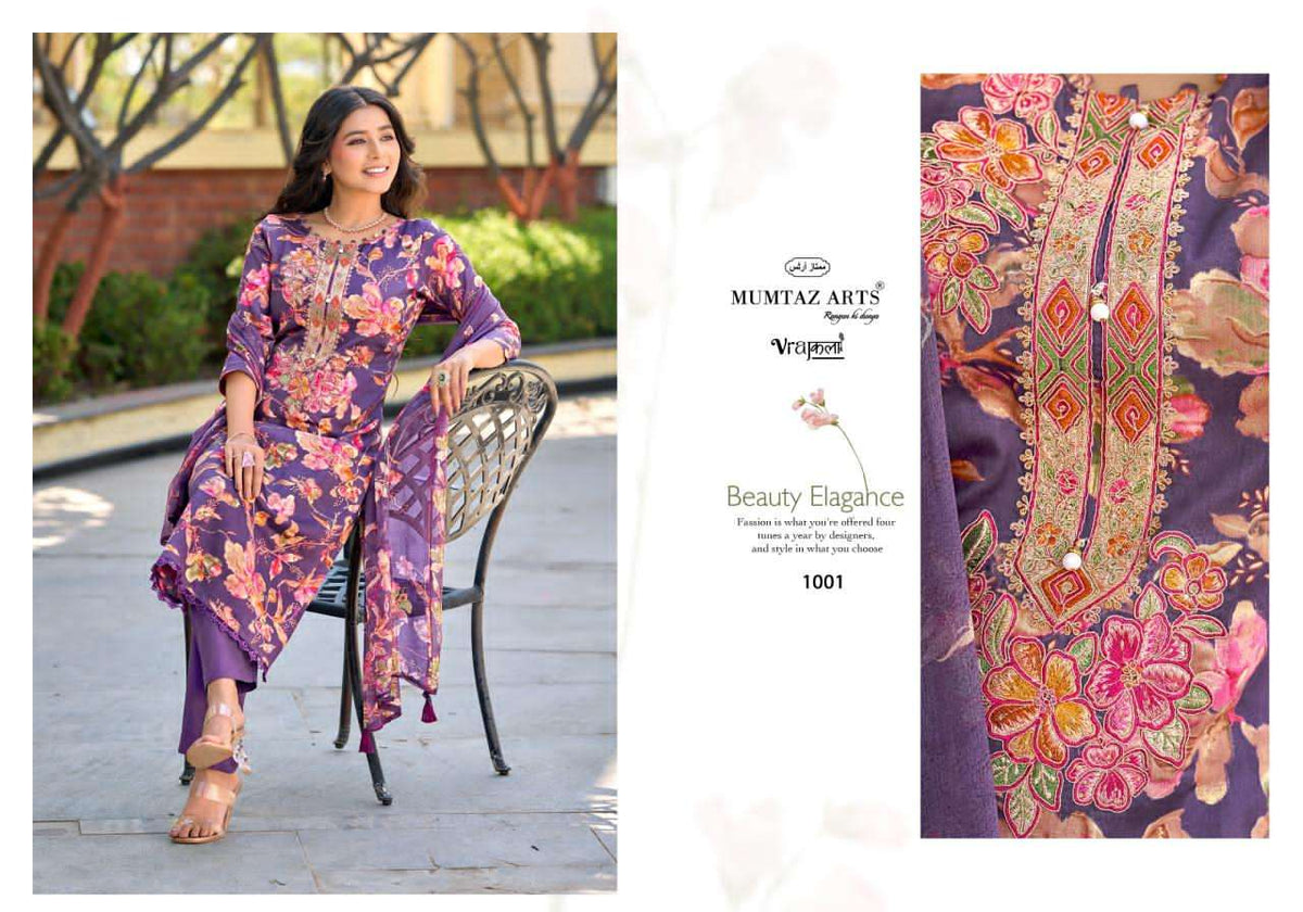 Mumtaz Arts Shanaya Silk Jam Satin Embroidered Dress Material