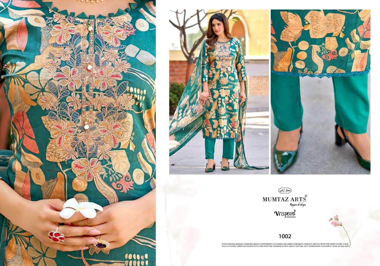 Mumtaz Arts Shanaya Silk Jam Satin Embroidered Dress Material