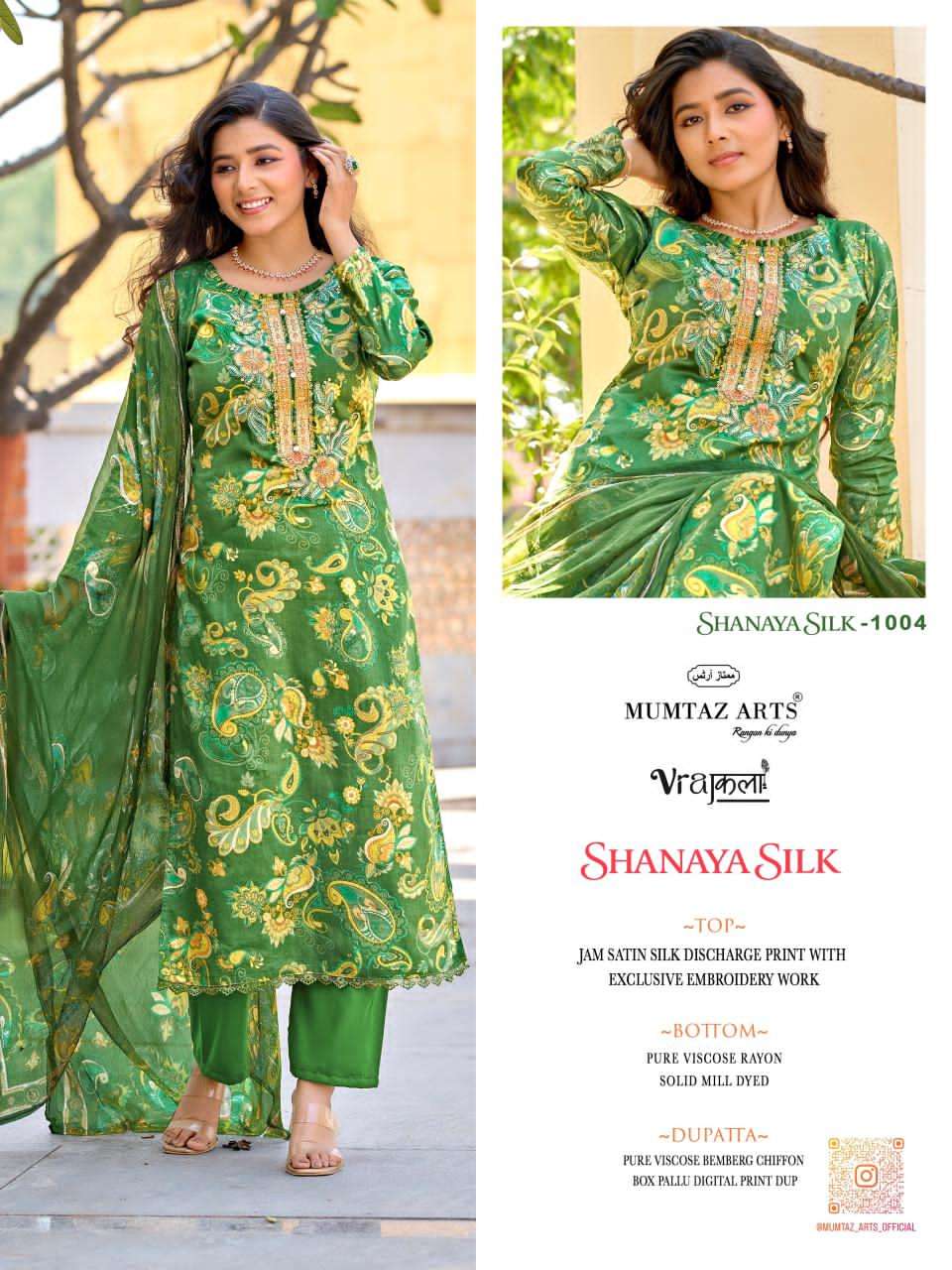 Mumtaz Arts Shanaya Silk Jam Satin Embroidered Dress Material