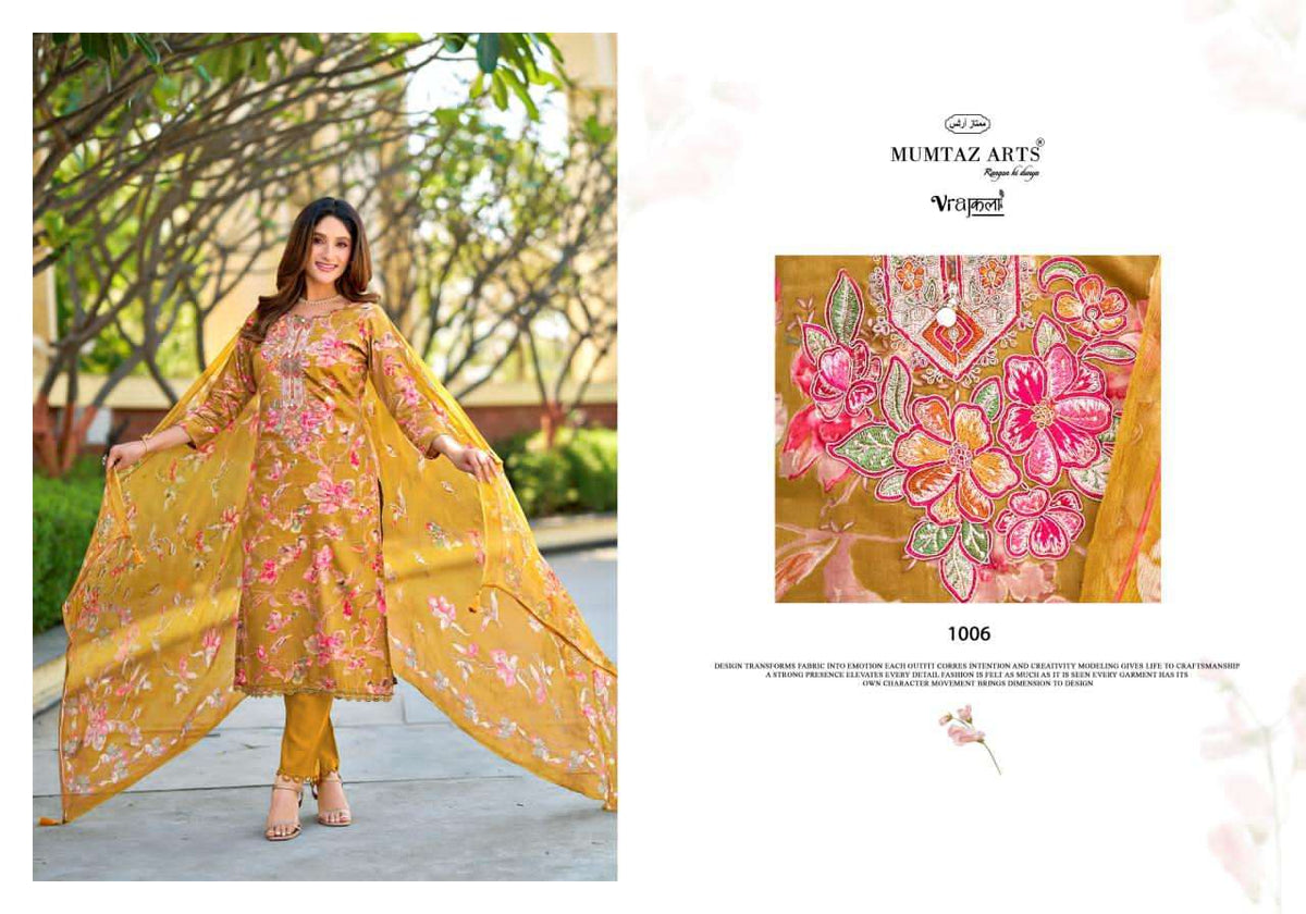 Mumtaz Arts Shanaya Silk Jam Satin Embroidered Dress Material