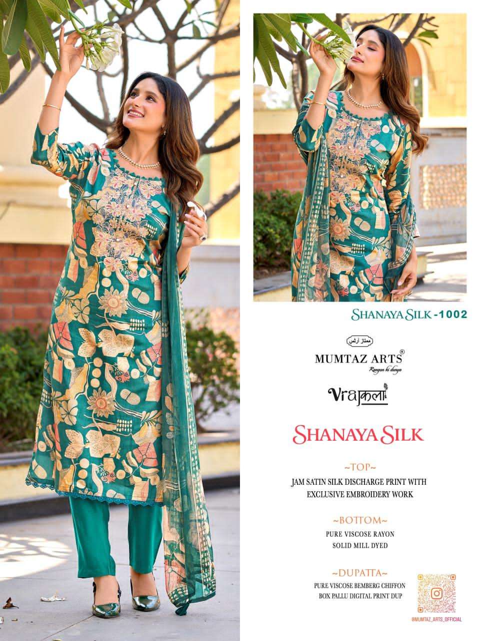 Mumtaz Arts Shanaya Silk Jam Satin Embroidered Dress Material