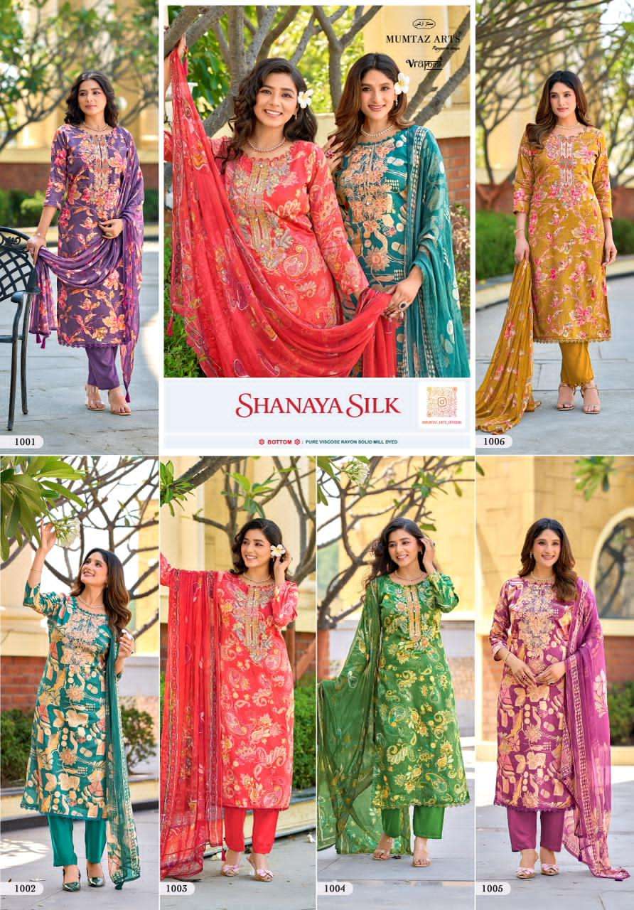 Mumtaz Arts Shanaya Silk Jam Satin Embroidered Dress Material