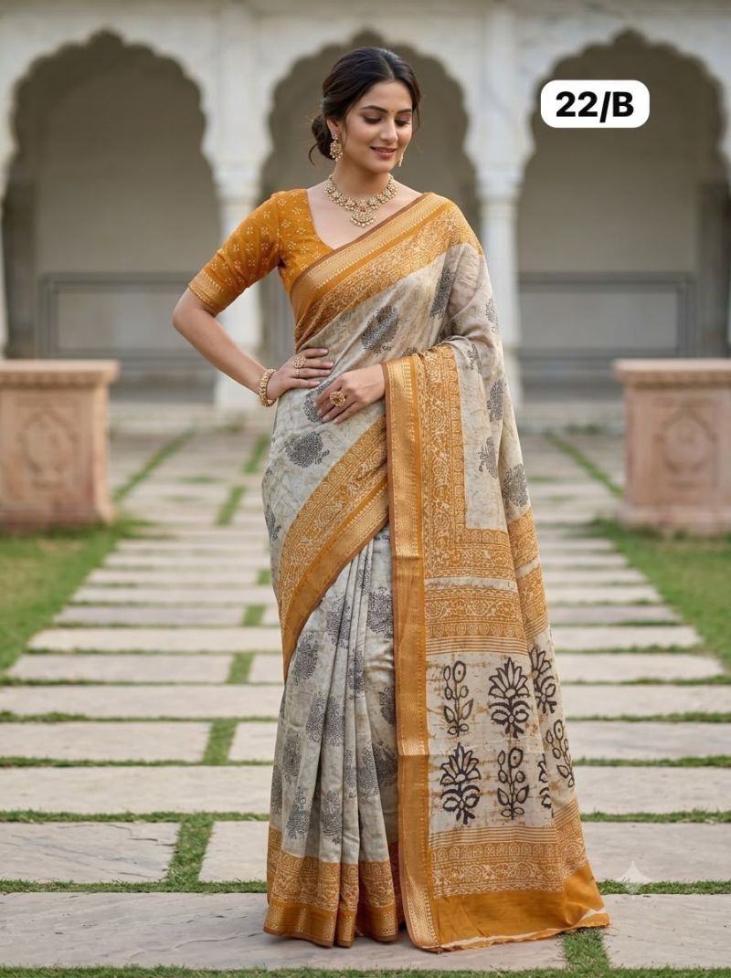 Myra Vol 17 Cotton Silk Printed Zari Border Saree