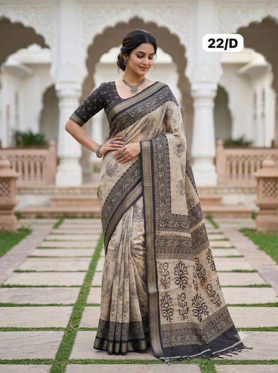 Myra Vol 17 Cotton Silk Printed Zari Border Saree