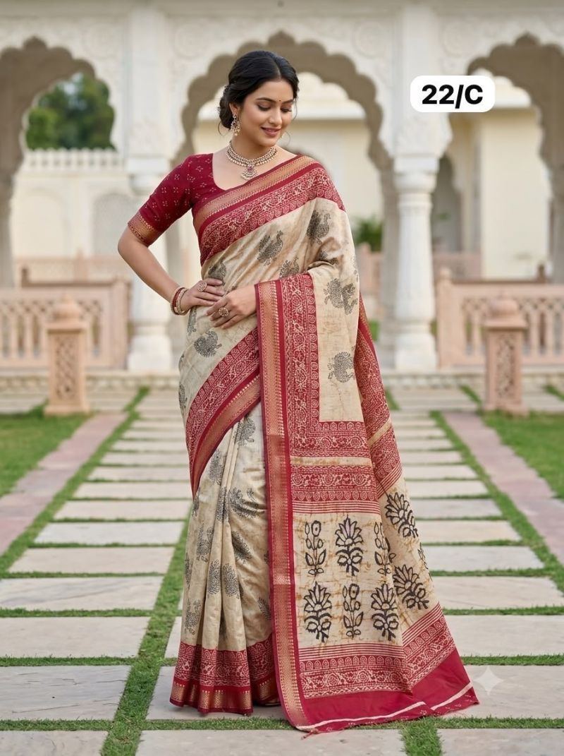 Myra Vol 17 Cotton Silk Printed Zari Border Saree