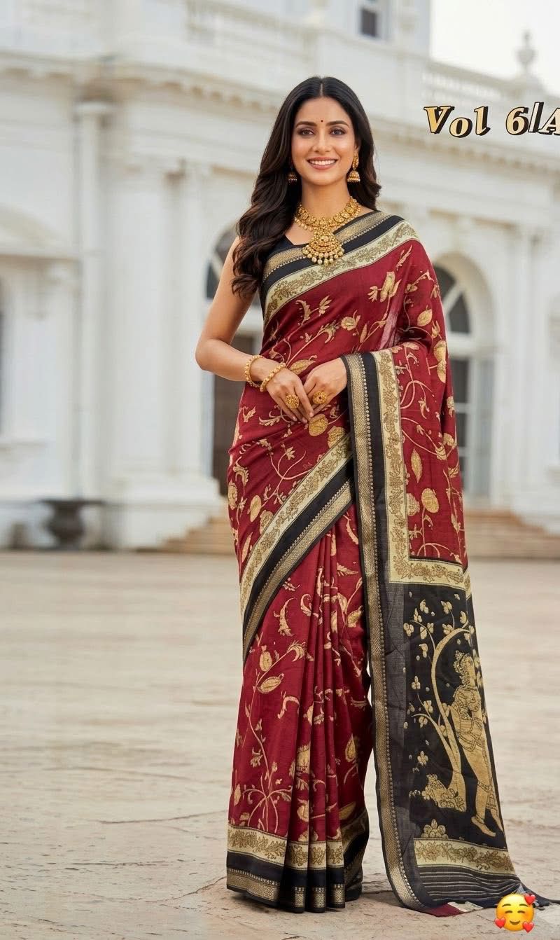 Myra Vol 17 Cotton Silk Printed Zari Border Saree