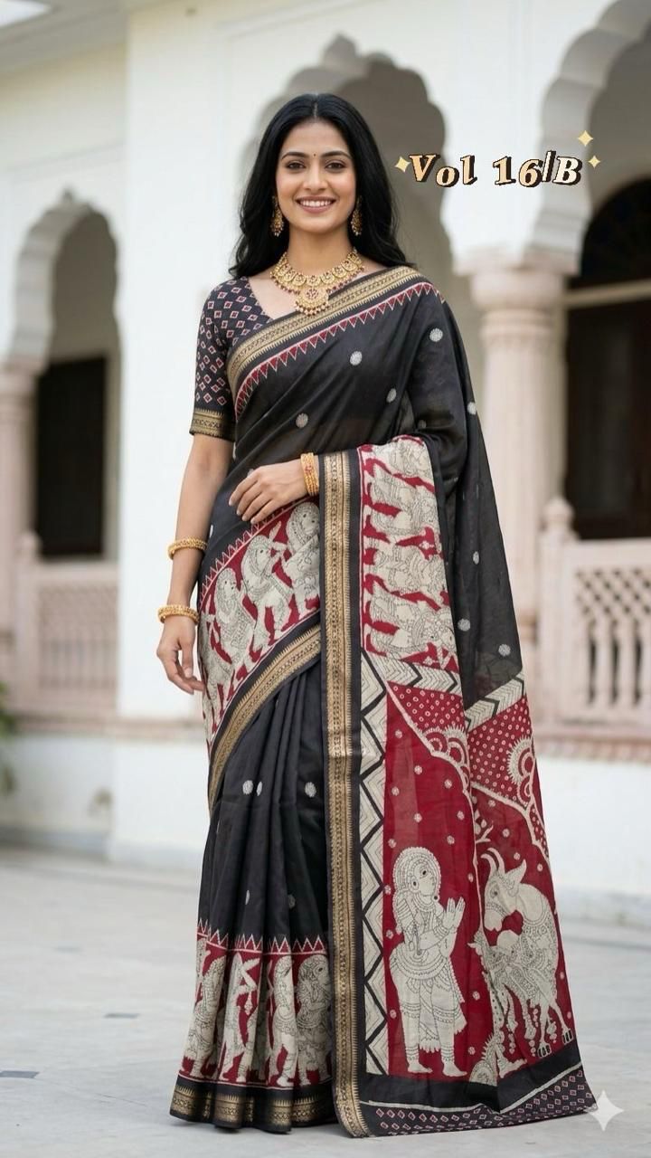 Myra Vol 17 Cotton Silk Printed Zari Border Saree