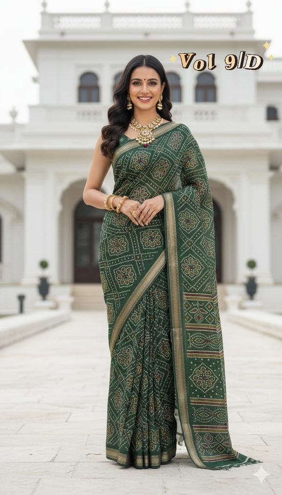 Myra Vol 18 Cotton Silk Bandhani Printed Zari Weaving Saree