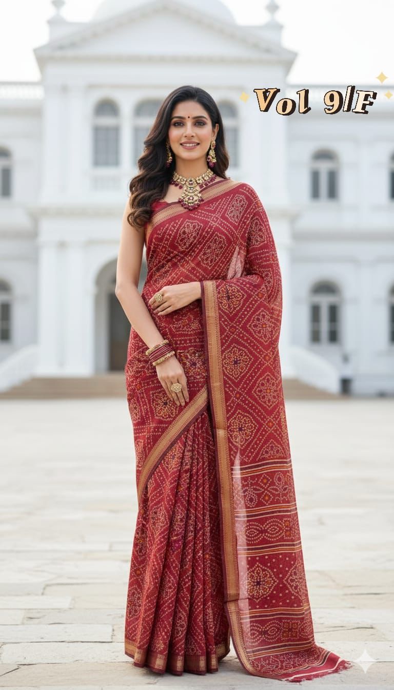 Myra Vol 18 Cotton Silk Bandhani Printed Zari Weaving Saree