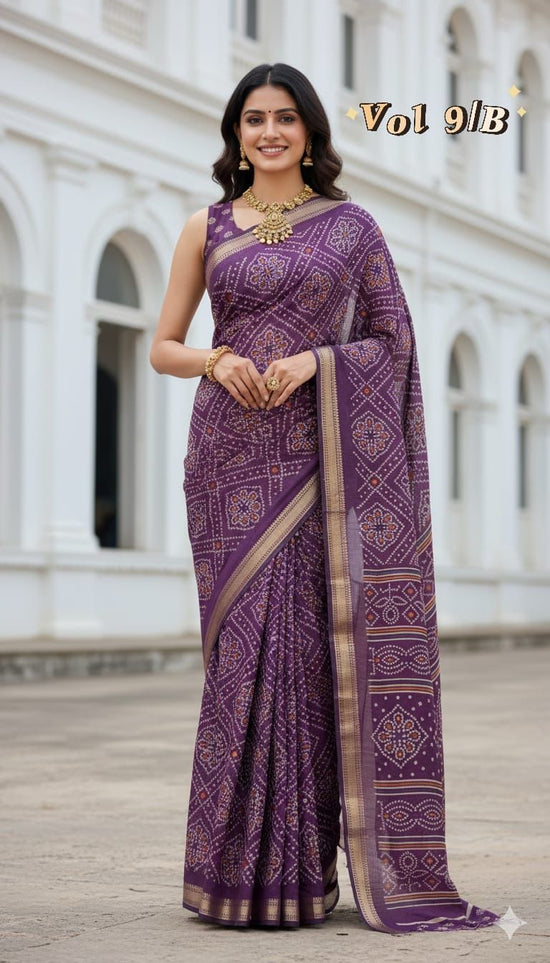 Myra Vol 18 Cotton Silk Bandhani Printed Zari Weaving Saree