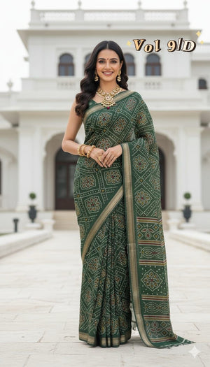 Myra Vol 18 Cotton Silk Bandhani Printed Zari Weaving Saree - Amrah Wholesale