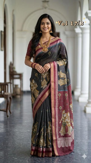 Myra Vol 19 Cotton Silk Digital Printed Zari Weaving Saree