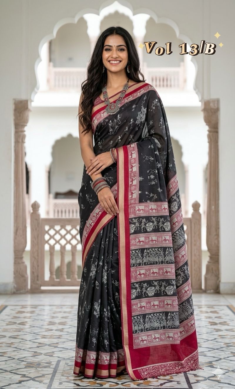 Myra Vol 19 Cotton Silk Digital Printed Zari Weaving Saree