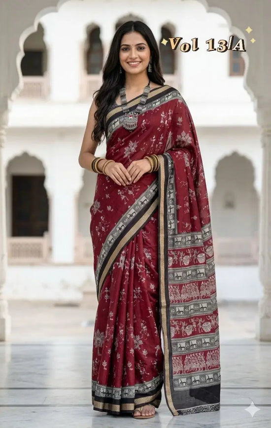 Myra Vol 19 Cotton Silk Digital Printed Zari Weaving Saree