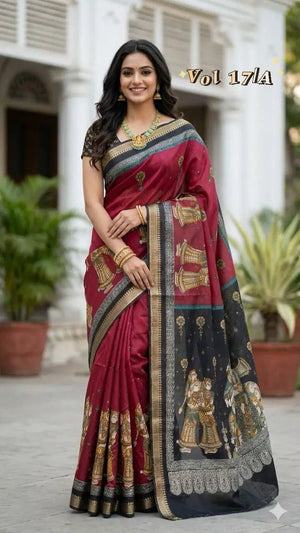 Myra Vol 19 Cotton Silk Digital Printed Zari Weaving Saree - Amrah Wholesale
