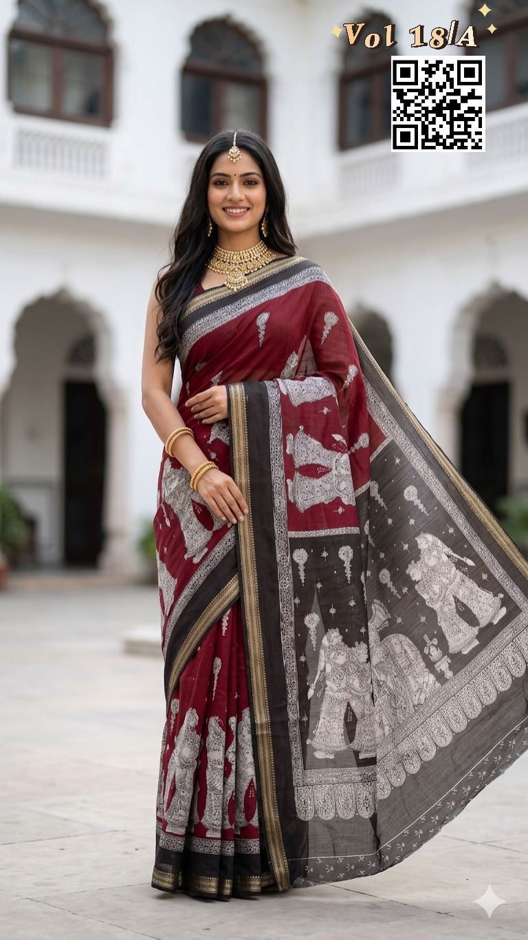 Myra Vol 20 Cotton Silk Printed Zari Border Saree