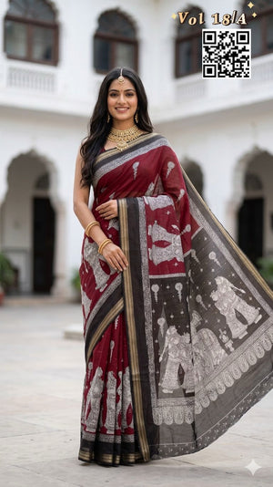 Myra Vol 20 Cotton Silk Printed Zari Border Saree
