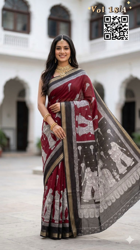 Myra Vol 20 Cotton Silk Printed Zari Border Saree
