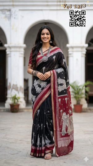 Myra Vol 20 Cotton Silk Printed Zari Border Saree