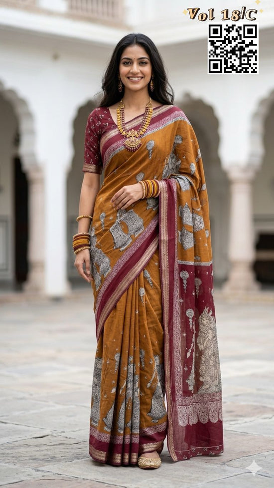 Myra Vol 20 Cotton Silk Printed Zari Border Saree
