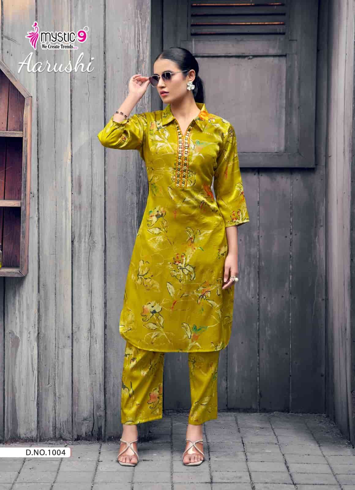 Mystic 9 Aarushi Vol 1 Roman Glass Embroidered Kurti Pant Set