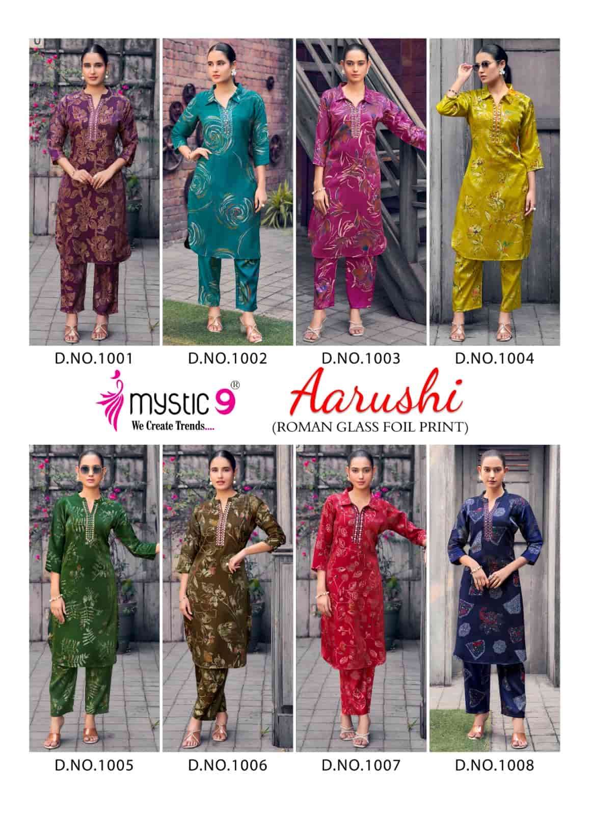 Mystic 9 Aarushi Vol 1 Roman Glass Embroidered Kurti Pant Set