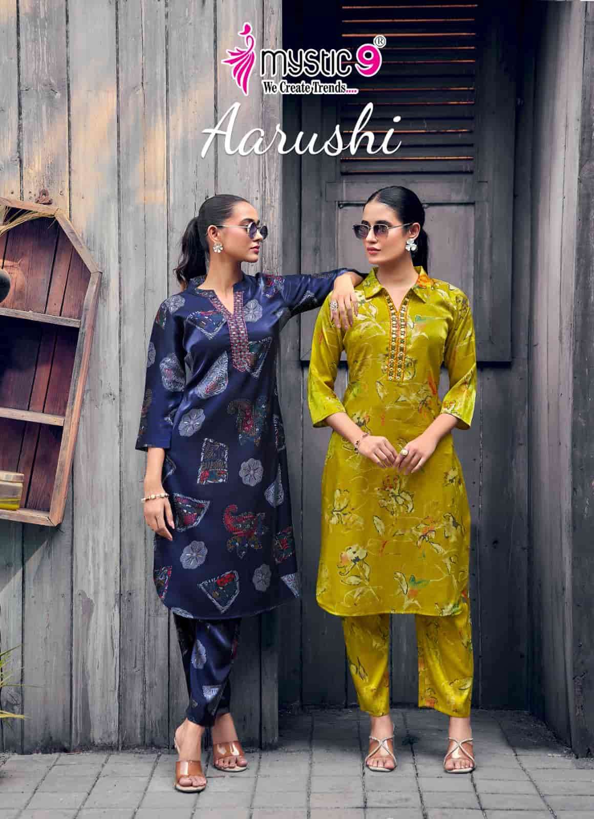 Mystic 9 Aarushi Vol 1 Roman Glass Embroidered Kurti Pant Set
