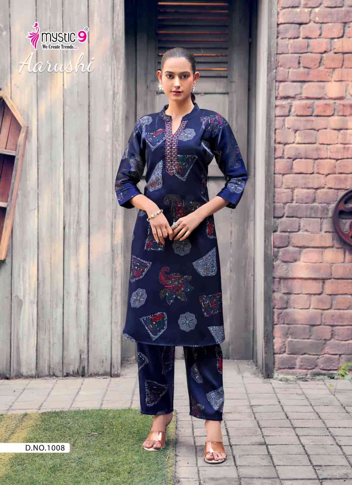 Mystic 9 Aarushi Vol 1 Roman Glass Embroidered Kurti Pant Set