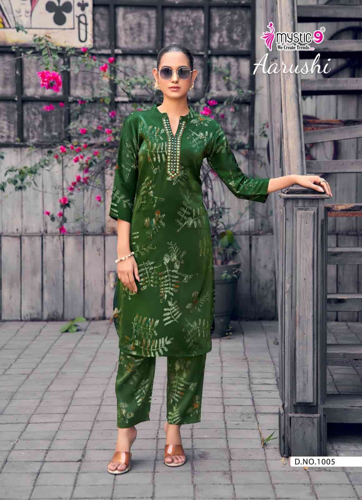 Mystic 9 Aarushi Vol 1 Roman Glass Embroidered Kurti Pant Set