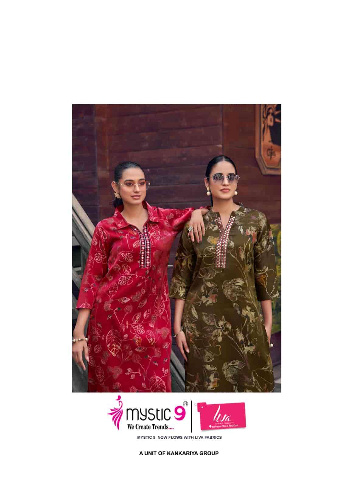 Mystic 9 Aarushi Vol 1 Roman Glass Embroidered Kurti Pant Set
